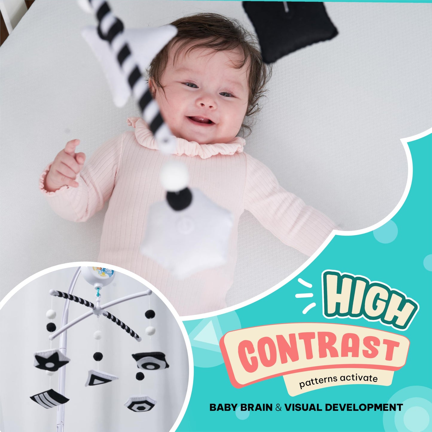 EVERLOVE Montessori Mobile Baby for Crib (TINITIGIES) - Black and White Mobile Give Visual Stimulation to Engage Your Newborn - Baby Crib Mobile for Boys & Girls - Baby Mobile for Crib