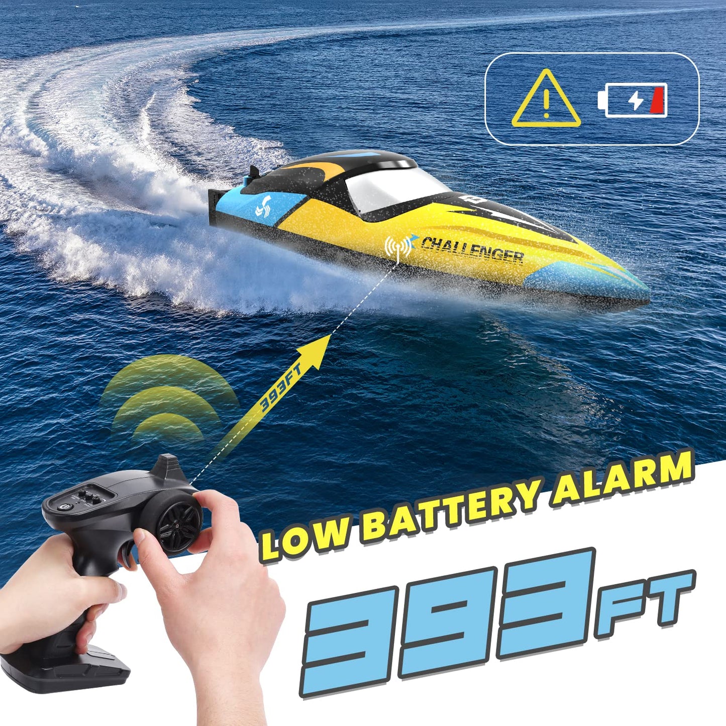 DEERC Brushless RC Boat, 30+ mph Fast Remote Control Boats with Never Capsize&Low Battery Alarm Function, 2.4GHz Racing Boat with LED Lights for Pools&Lakes, Speed Toy Gift for Adults Boys&Girls