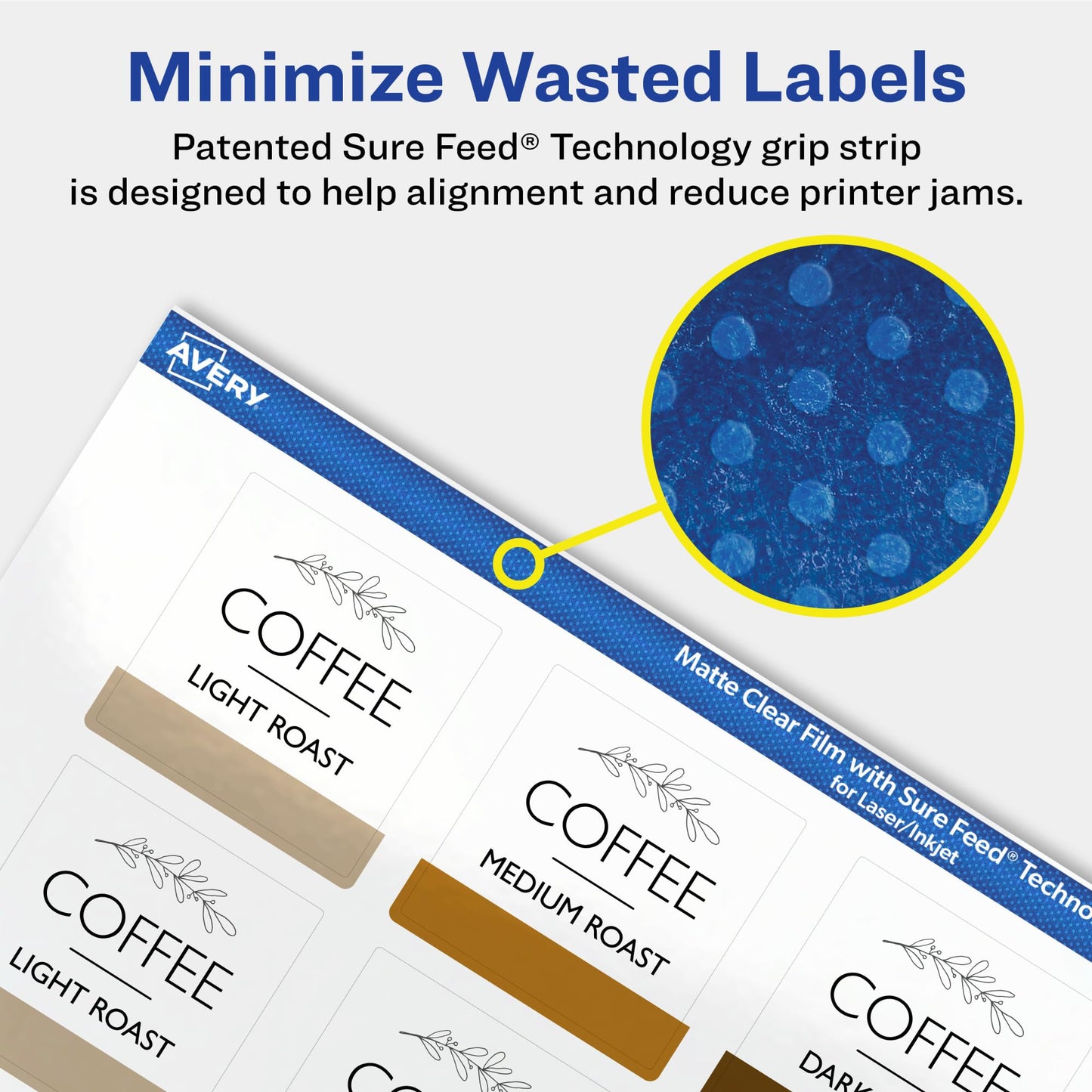 Avery Matte Clear Square Labels with Sure Feed, 1.5" x 1.5", 2,000 Matte Clear Labels, Print-to-The-Edge, Laser/Inkjet Printable Labels