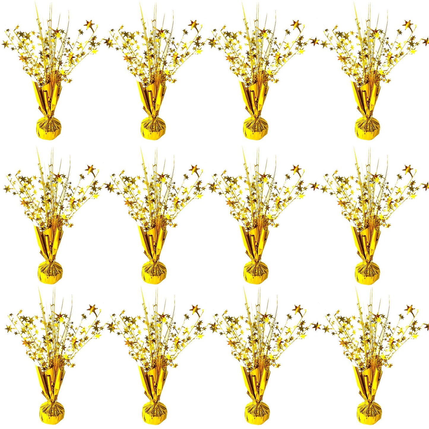 FUBININA 12 Pack Metallic Foil Spray Centerpiece Star Table Decoration Burst Table Centerpieces for Birthday Wedding Anniversary Graduation Holiday Party Supplies Decor, Gold