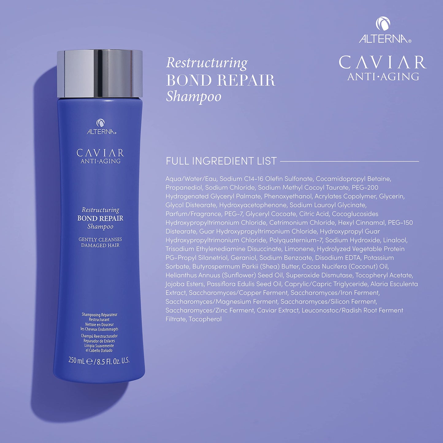 CAVIAR Anti-Aging Restructuring Bond Repair Shampoo 33.8 Fl Oz | For Brittle, Damaged and Split Ends | Repairs, Strengthens & Protects Damaged Hair | Sulfate Free