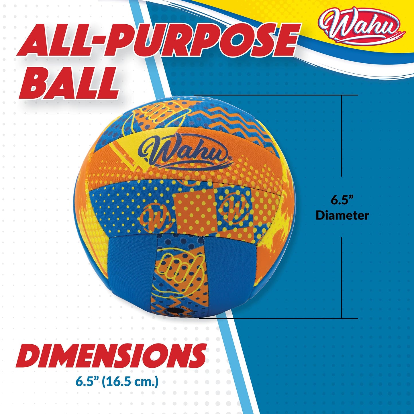 Wahu All-Purpose Ball Orange 6.5" Diameter - 100% Waterproof Neoprene Skin for Play at The Beach Or Pool - Use for Basketball, Volleyball, Water Polo, Soccer and More!