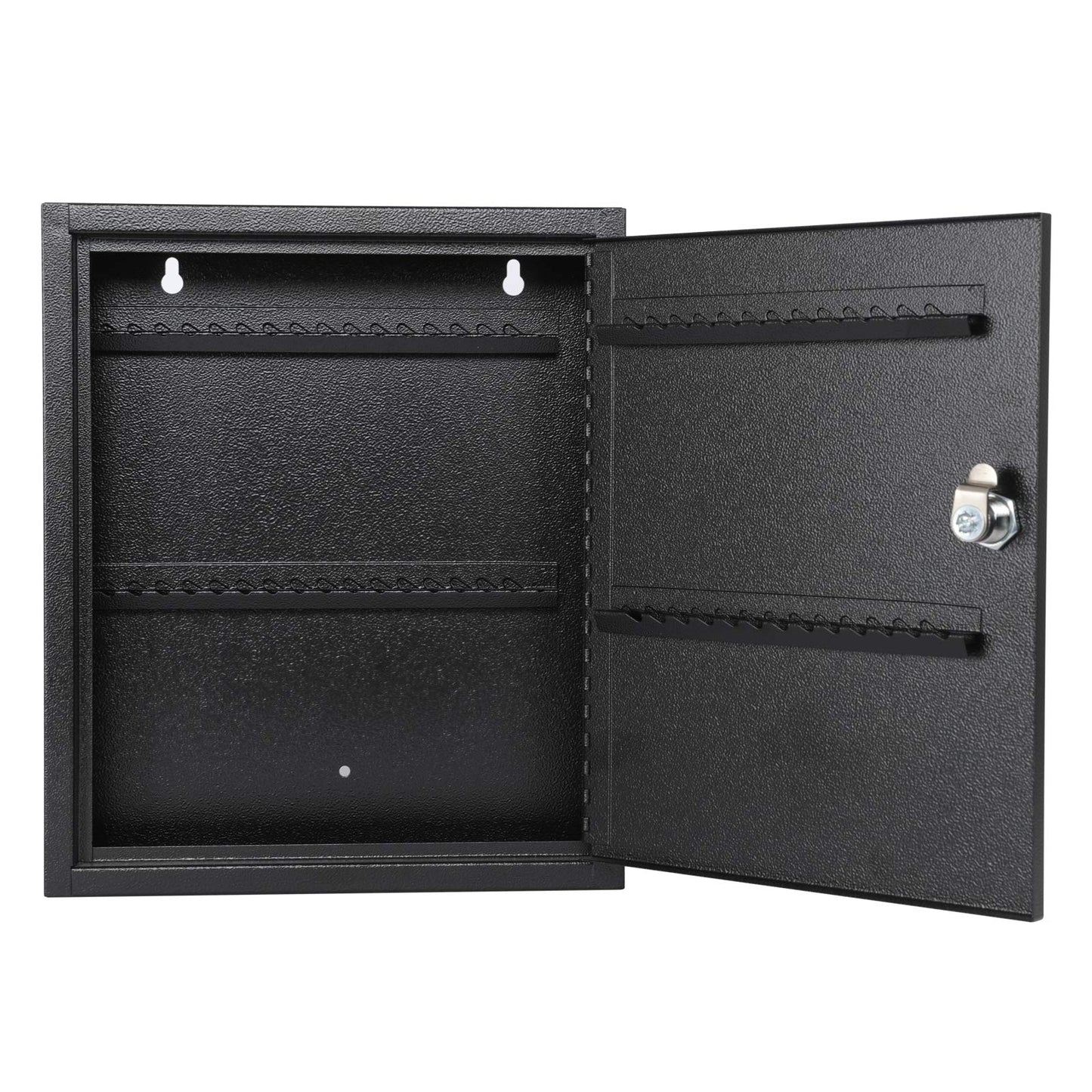 KYODOLED Key Storage Lock Box with Key, Locking Key Cabinet, 60 Key Management Wall Mount with Key Lock, Key Hooks & Key Labels, 2.5" D x 10.2" W x 12.1" H (Black,60 Key)
