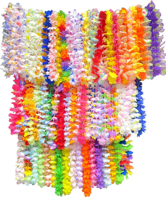 200pcs Hawaiian Leis for Beach Party Decors , Luau Birthday Party Decorations, Hawaiian Necklace Silk Flower leis for Luau Beach Birthday Party Decorations and Party Supplies