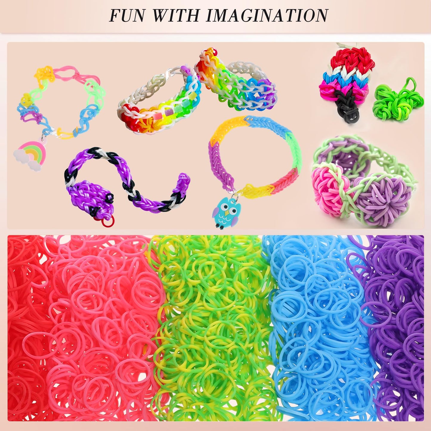 obeoby 17500+ Rubber Band Bracelet Kit with 3 Layer Transparent Container, Bracelet Kit Making Refill Kit Gifts for Girls Daughter DIY Art Holiday
