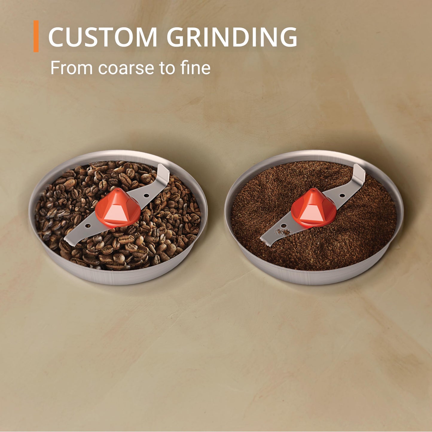 KRUPS Electric Blade Coffee Grinder 1.6 Oz, Adjustable Coarse to Fine for the Perfect Espresso, Grind Coffee Beans, Spices & Herbs, Removable Dishwasher Safe Bowl, Stainless Steel