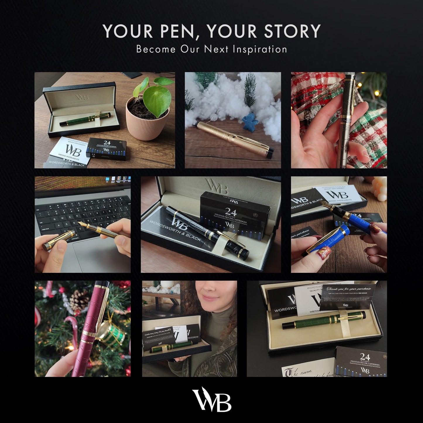 Wordsworth & Black Primori Fountain Pen Set [Blue Gold]; Extra Fine Nib, Gift Case, 24 Ink Cartridges, Refill Converter, Manual; Journaling, Calligraphy, Smooth Writing Pens; Left and Right Handed