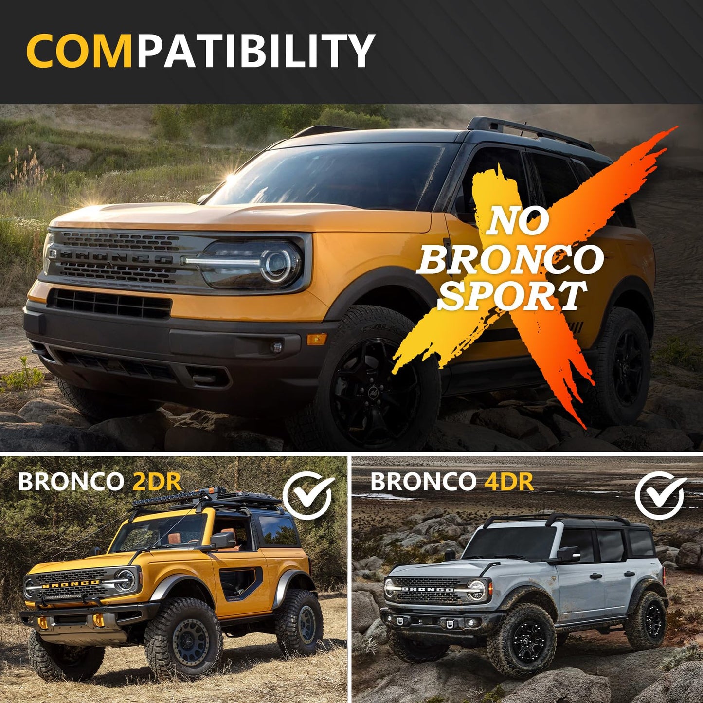 YZONA for Ford Bronco Hitch Tow Trailer Kit Compatible for 2021 2022 2023 2024 2025 Ford Bronco 2 Door & 4 Door Hitch Receiver with Cover, 2 Inch Rear Bumper Towing Hook (Exclude Bronco Sport)