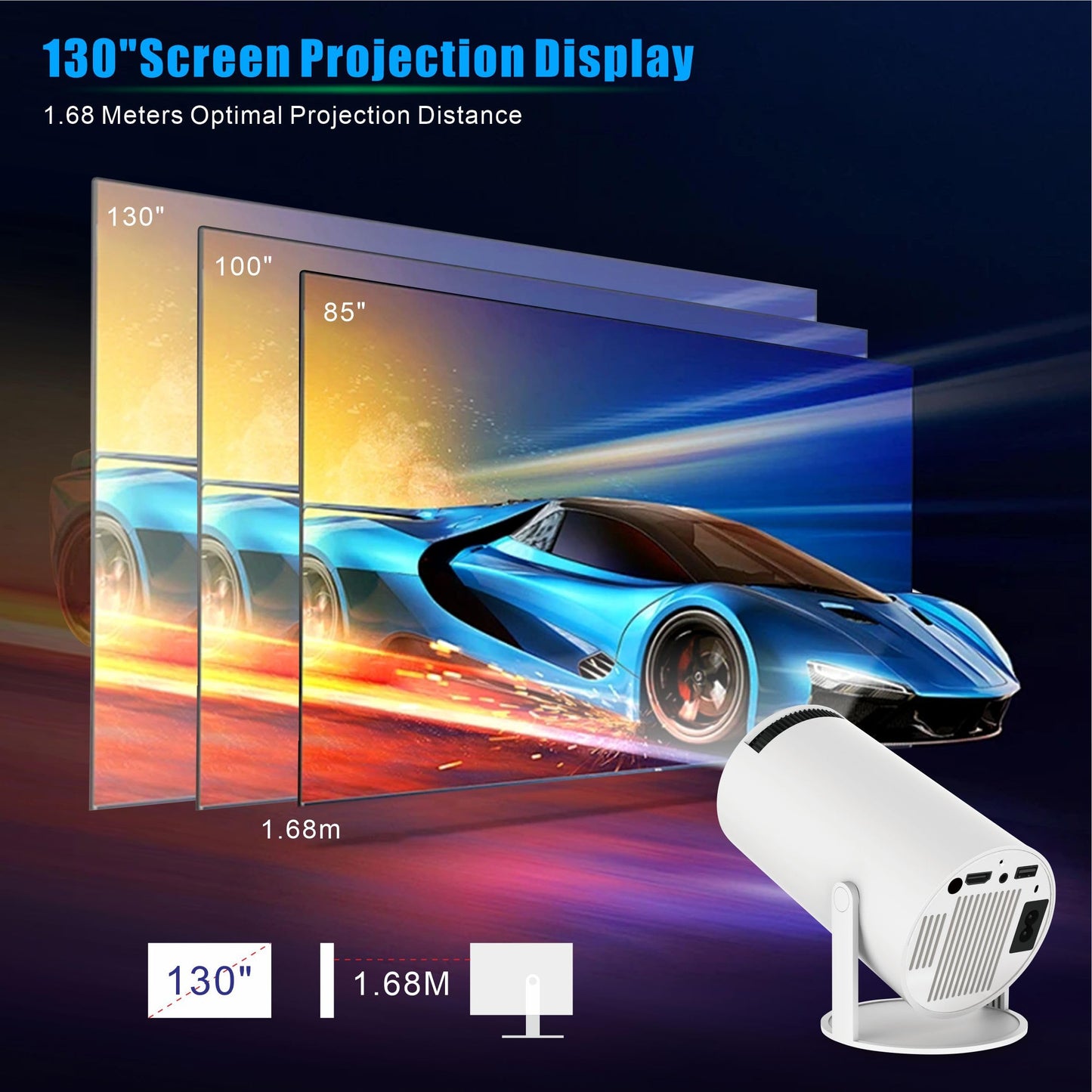 Smart Mini Projector - 4K with WiFi 6 & Bluetooth 5, Portable Android 11, Auto Keystone, 180 Display Up to 130 Inch