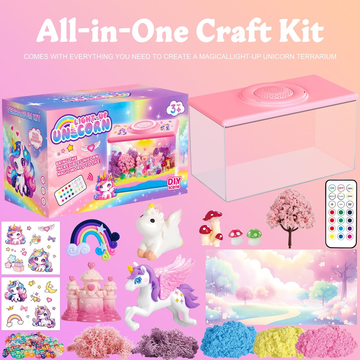 Unicorn Terrarium Kit for Kids with Music