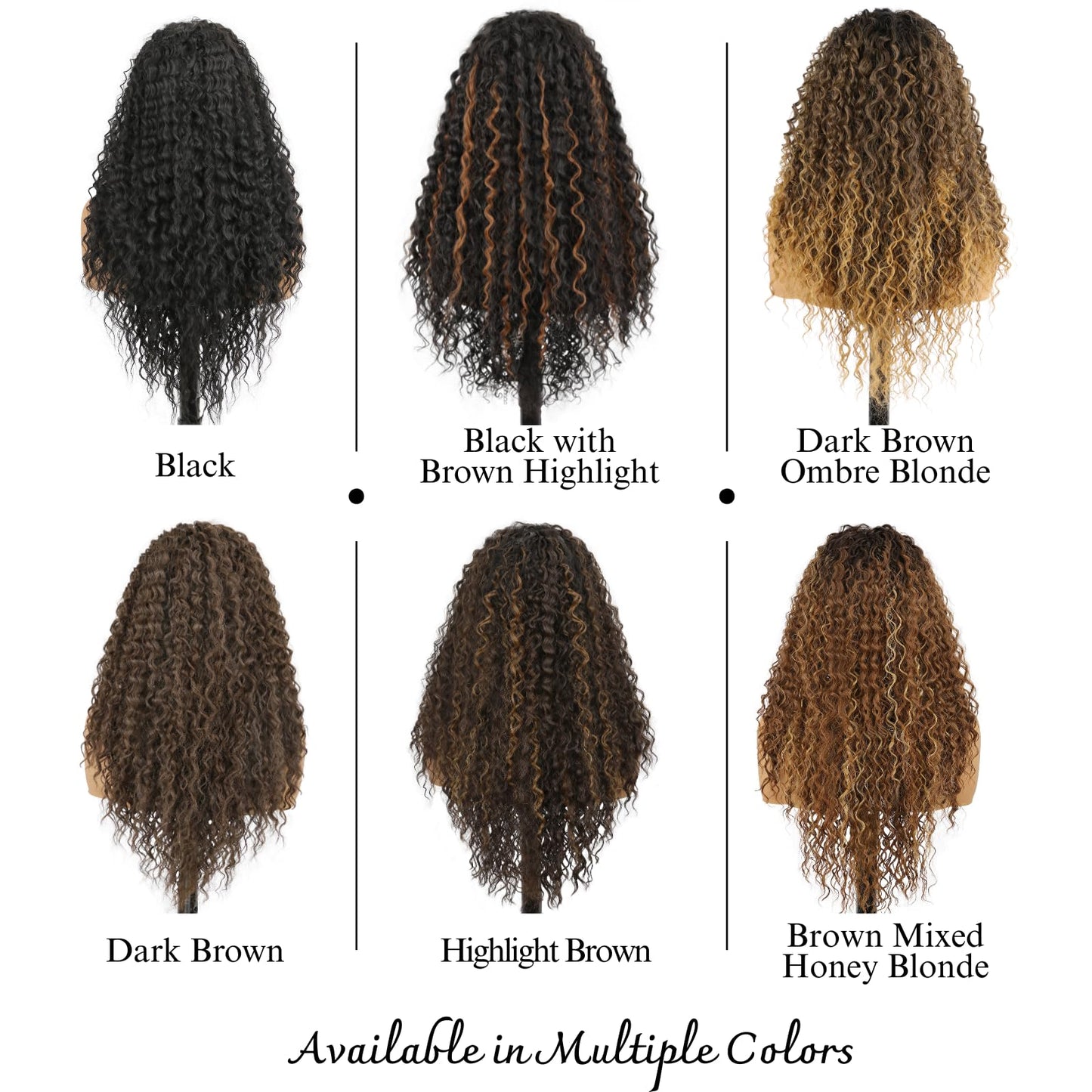 13x4 Black Synthetic Lace Front Wigs for Women 24 inch Long Curly Wavy Wig with Baby Hair Pre Plucked Heat Resistant Wig for Daily Use