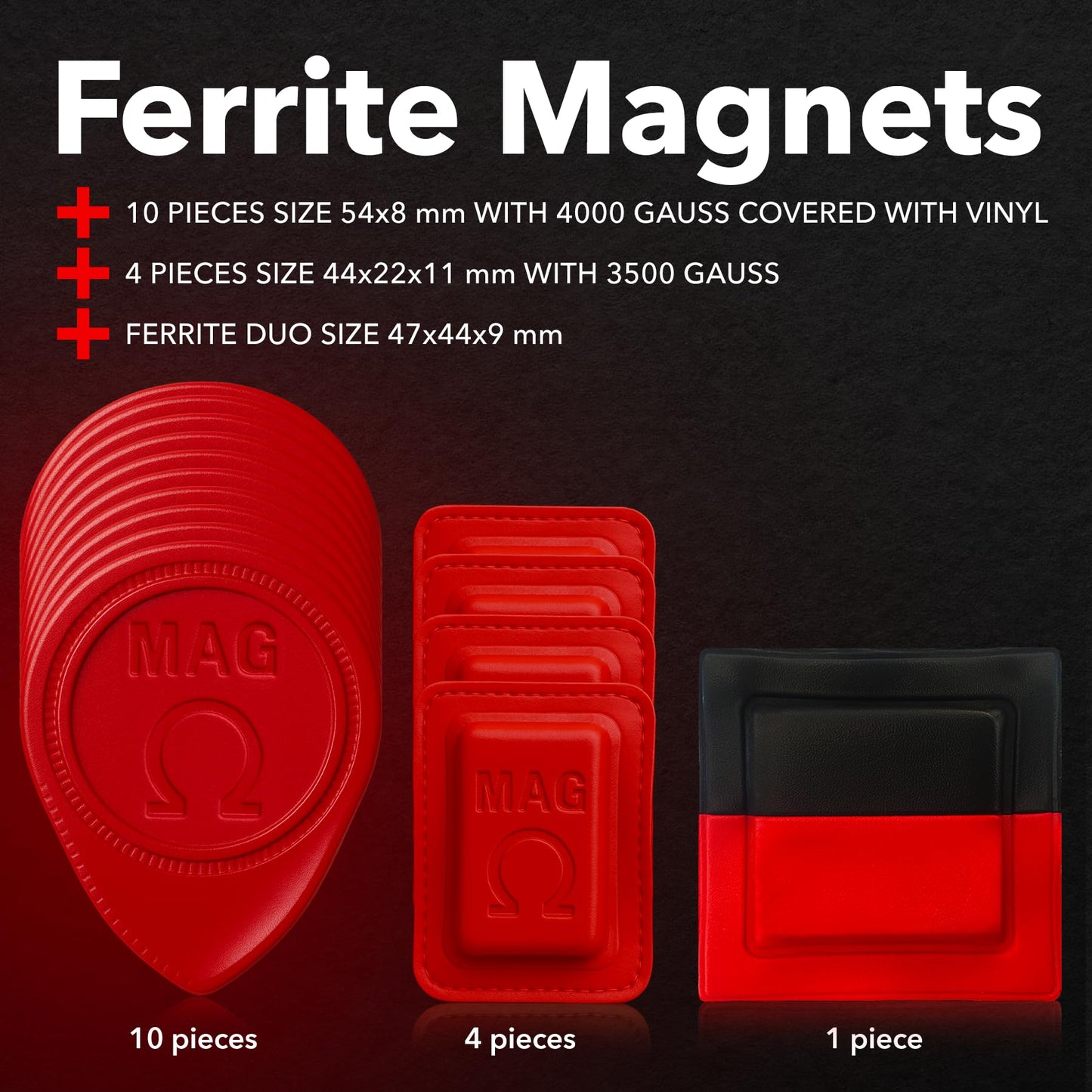 MAG® 15‑Pack Ferrite Biomagnet Kit – 3500‑4000 Gauss Round, Rectangular & Duo – Dr. Goiz Therapy – Vinyl‑Coated with Clear Polarity