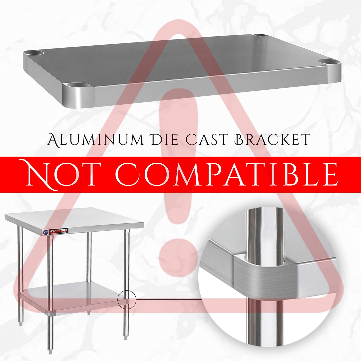 DuraSteel Galvanized Under Shelf for Work Tables - Extra Adjustable Lower Shelf for 24" x 18" Stainless Steel and Wooden Worktables - Fits for use in Restaurant, Warehouse, Home, Kitchen, Garage