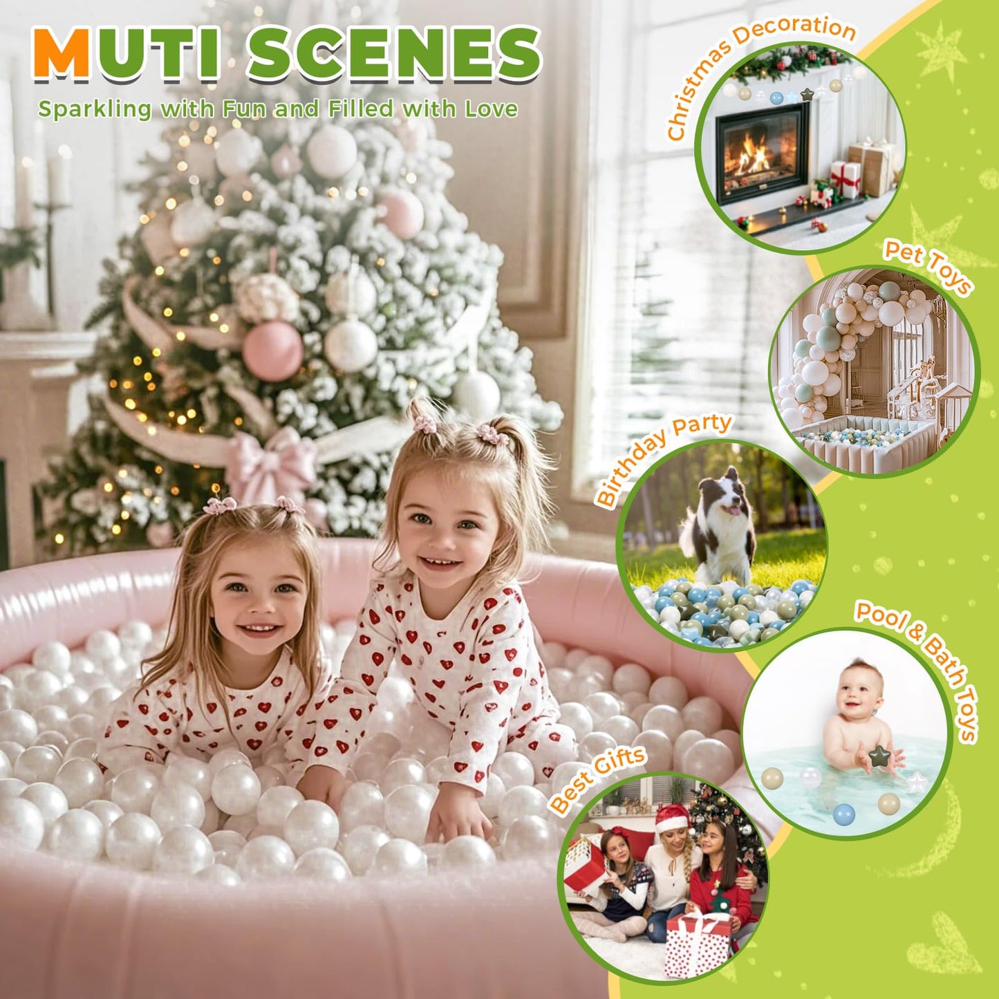 TRENDPLAY Plastic Balls for Ball Pits - Pack of 100 Hollow Balls- Safe and Exciting Playtime - Perfect for Toddler Baby Pools,Party,Festival Decoration, Pink+Beige+ Pearl White