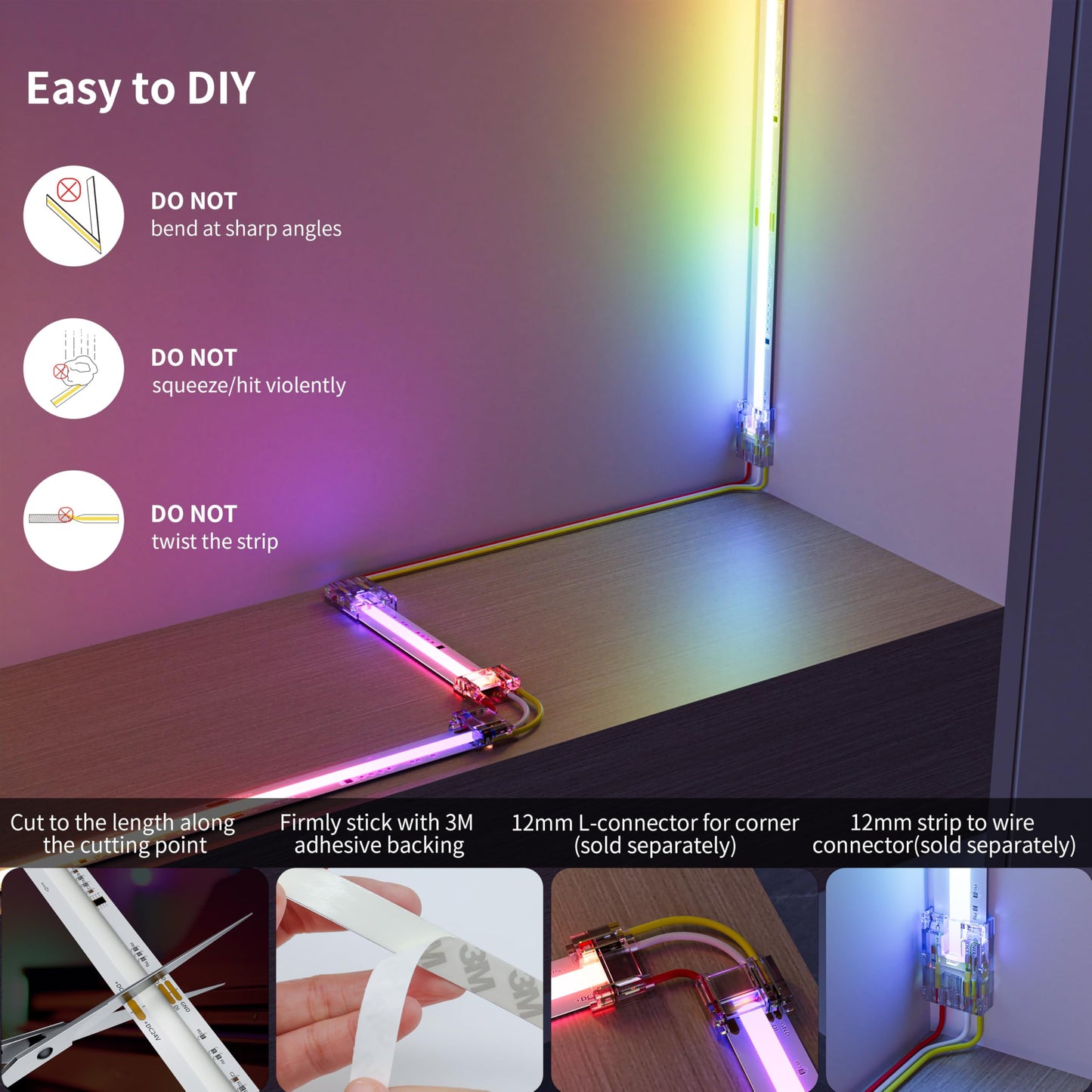 MIWISE RGB Smart IC COB LED Strip Light,20ft Color Chasing Flexible LED Tape Light,WS2811 Addressable RGB Strip with APP Control/Music Mode,Work with Alexa/Google,for Party/Home DIY Lighting Projects