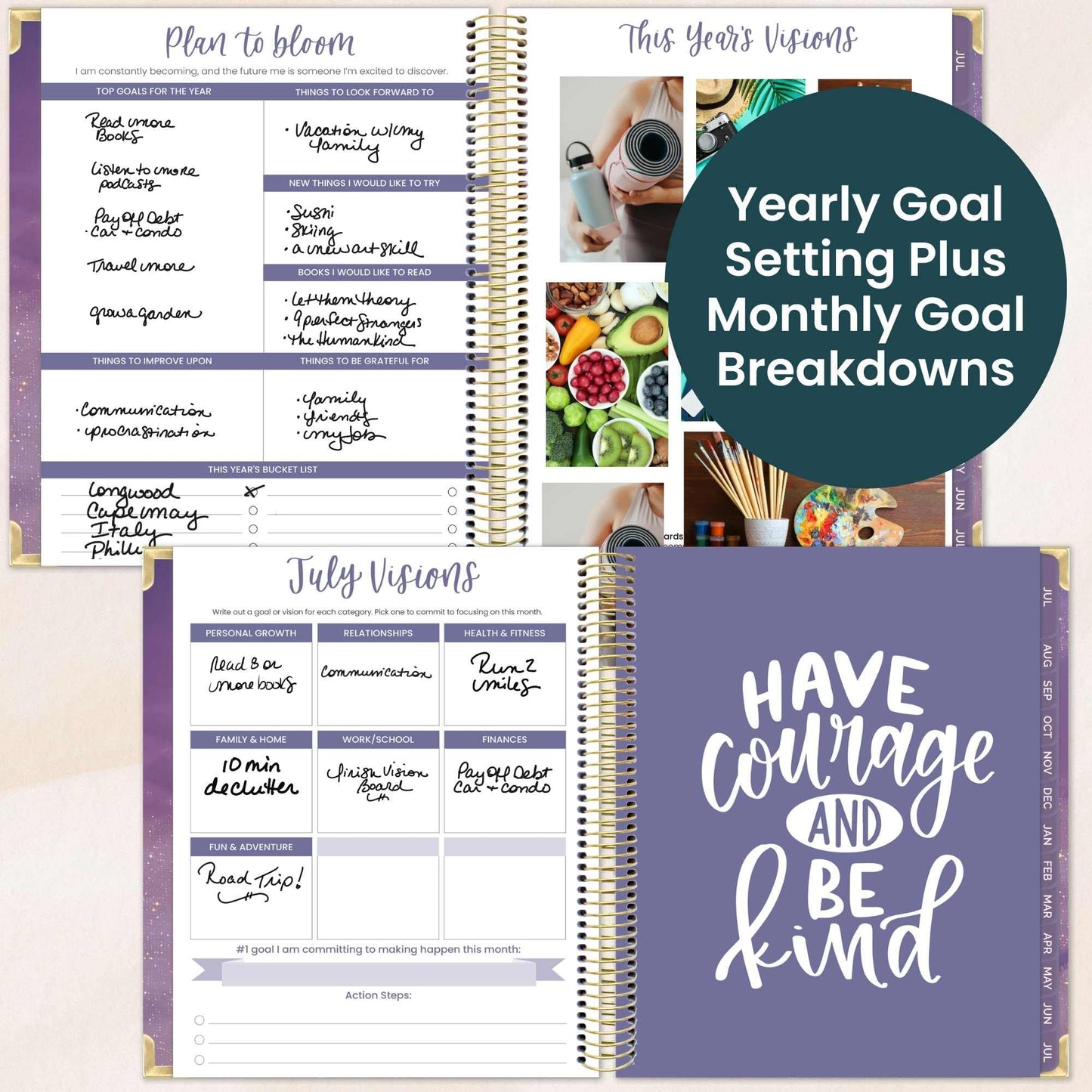 bloom daily planners 2026-2027 Hardcover Academic Year Goal & Vision Planner (July 2026 - July 2027) - 13 Months Weekly & Monthly Agenda Organizer - 7.5" x 9" - Good Things Are Coming