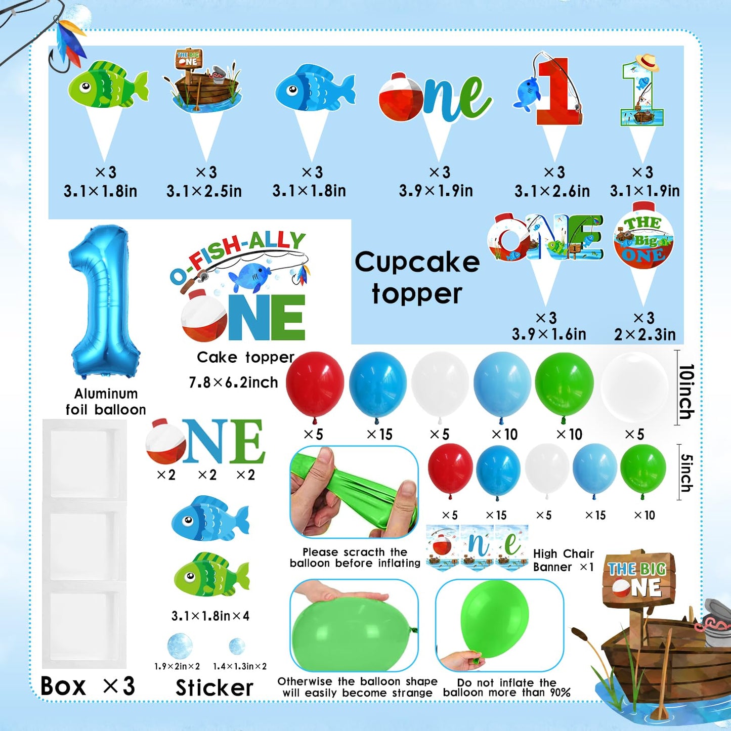 241Pcs Ofishally One Birthday Decorations,O Fishally One First Birthday Decorations for Boy, Our Little Man Is Ofishally Turning Theme Tableware Photo Banner Balloon Arch Backdrop Cake Topper