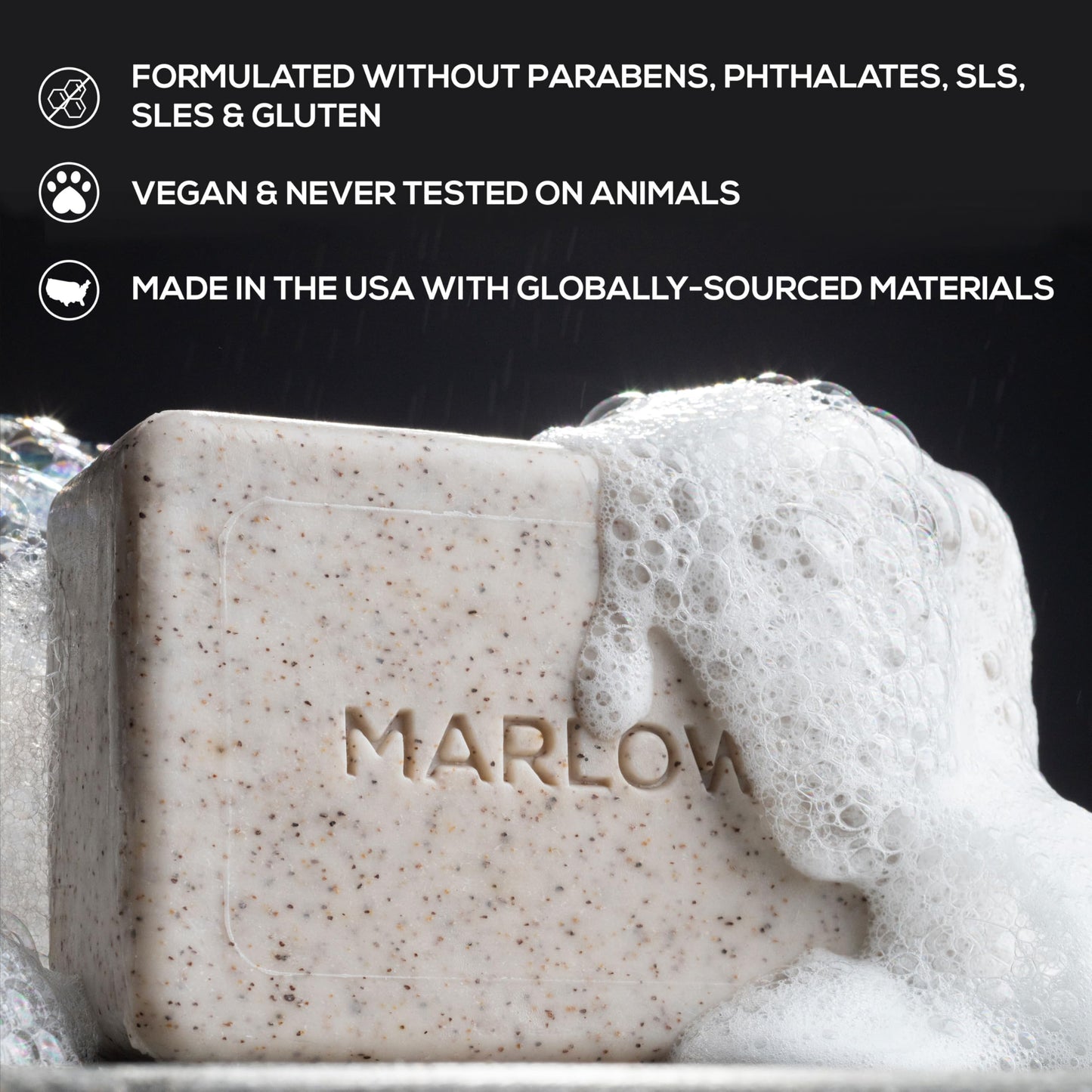 MARLOWE. No. 102 Men's Body Scrub Soap 7 oz (3 Bars) Fresh Original Woodsy Scent, Exfoliating Bar for Men with Natural Ingredients, Apricot Seed Powder, Shea Butter, Olive Oil, Green Tea Extracts