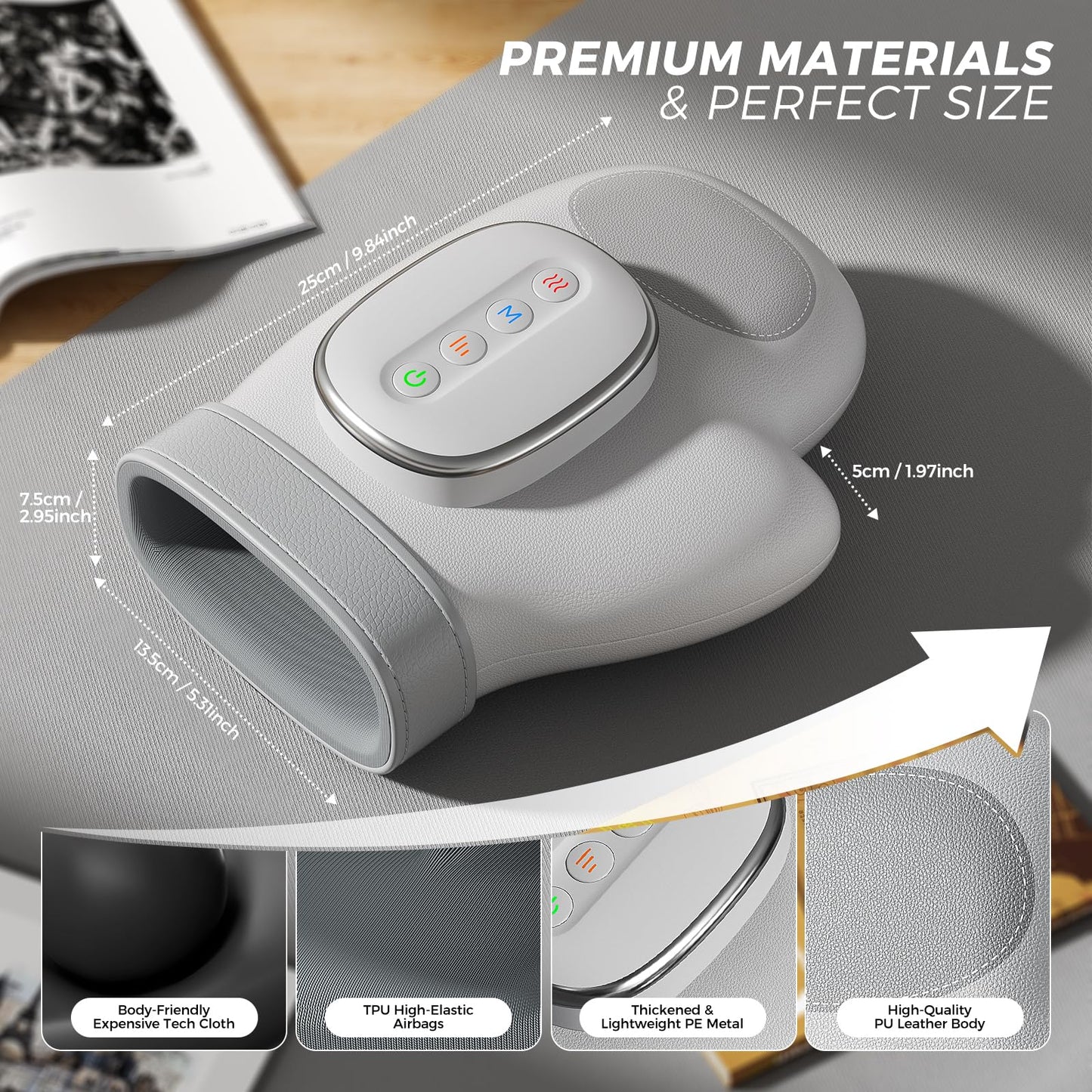 WUX Hand Massager with Heat Compression Relief, 3 Massage 4 Temperatures 5 Compression Models Therapy Glove, Arthritis & Wrist Carpal Tunnel Muscles Pressure Point Therapy, Ideal Gifts for Women/Men