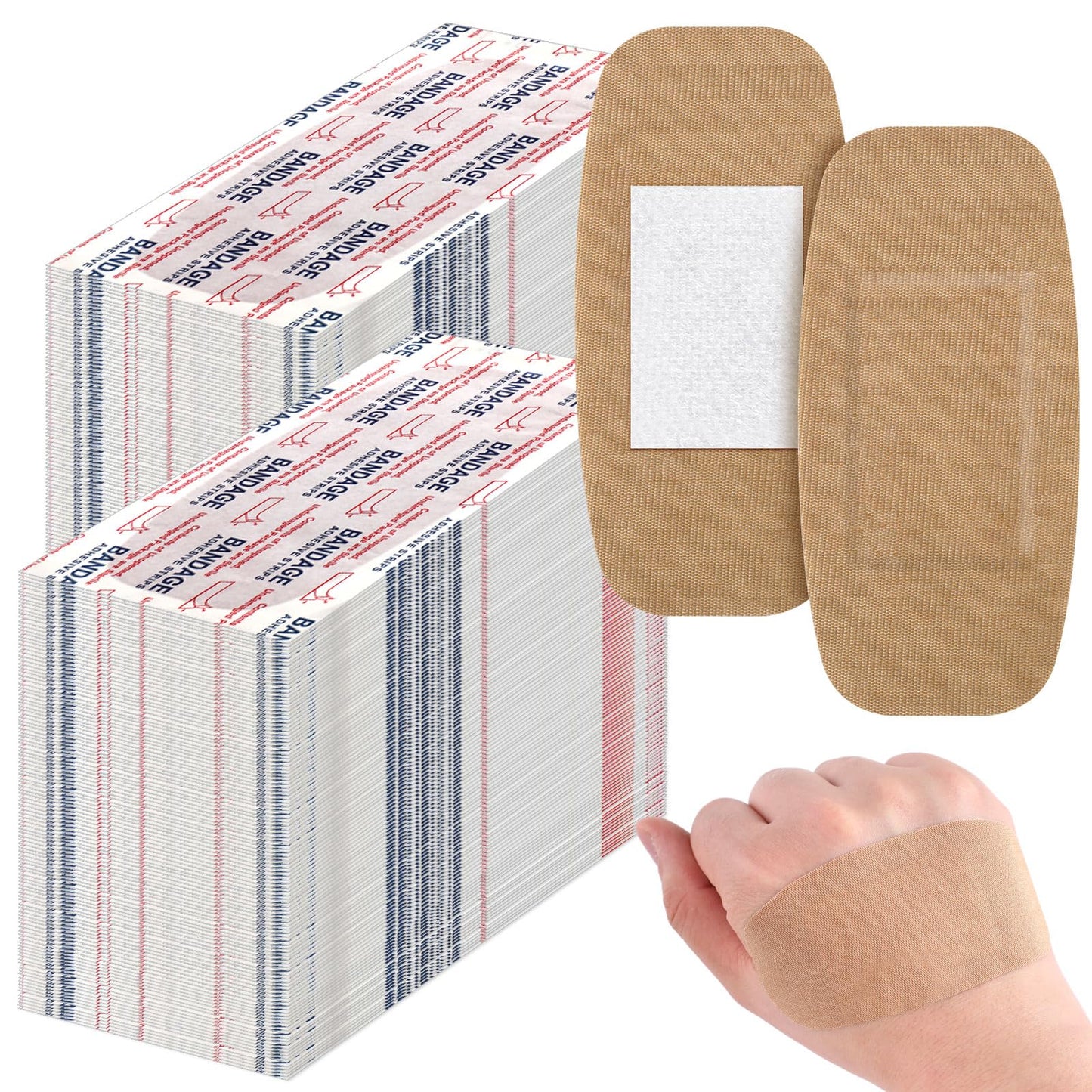 Sinmoe 600 Pcs Large Bandages Bulk Big Flexible Adhesive Wound Care Fabric Bandages for Care and Protect Wounds, 2 x 4 Inch