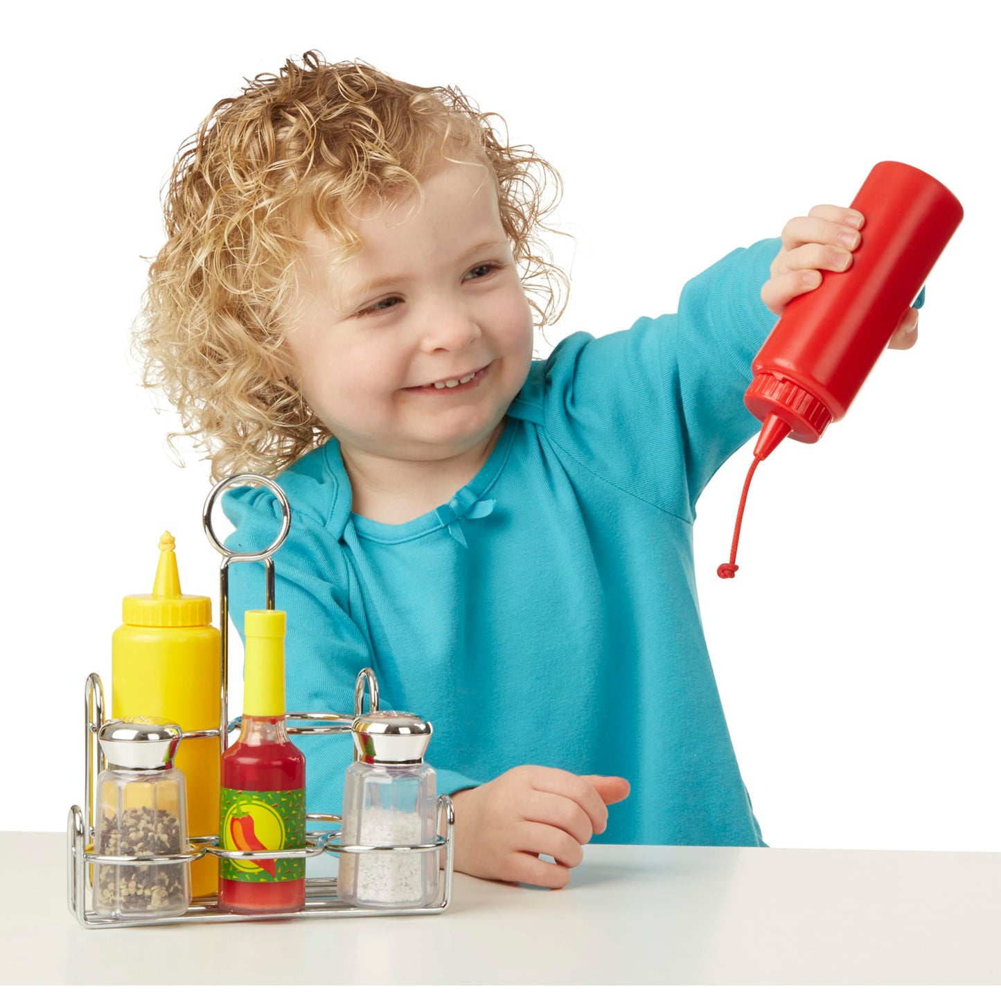 Melissa & Doug 6-Piece Condiments, Play Food Set with Kids Play Kitchen Accessories, Preschool Learning Toys for Girls & Boys 3+