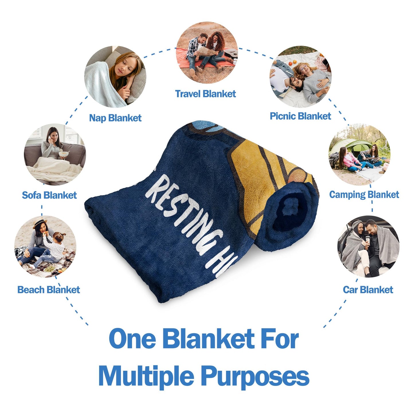 GoMelley Funny Fathers Day Birthday Gift for Dad Husband, Dad is Not Sleeping Blanket, Dads Gifts from Daughter Son, Super Soft Throws Blanket for Couch and Napping, 60" x 80" (Blue)