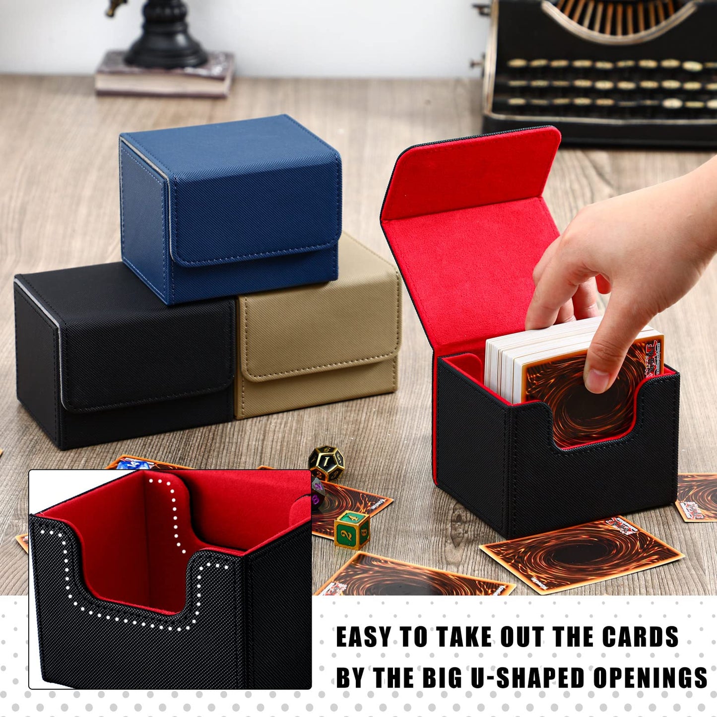 Vicenpal 10 Pieces Leather Deck Game Card Box Magnetic Card Game Case for 100 Plus Gaming Storage Containers Compatible with MTG Deck Boxes,10 Colors