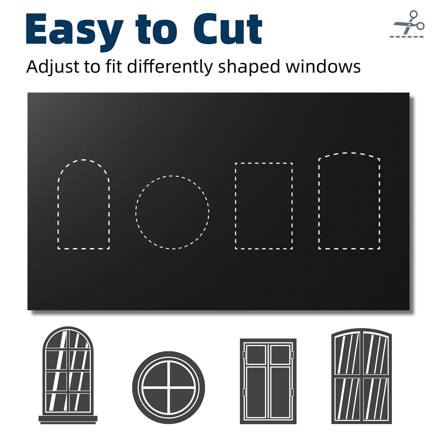 NIGHTON Portable Blackout Curtains 71"×60" Strong Hook and Loop Tape Strips with Adhesive,Black out Shades That can be Cut,100% Blackout Material Blackout Blinds for Baby Nursery or Travel-Black 2Pack