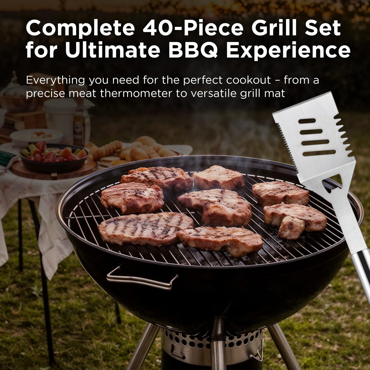 Kaluns BBQ Accessories, Complete Grill Set Grilling Gifts, 40 Pcs Premium Heavy Duty Stainless Steel Barbecue Grill Accessories for Outdoor Grill, Mens Valentines Day Gifts for Him