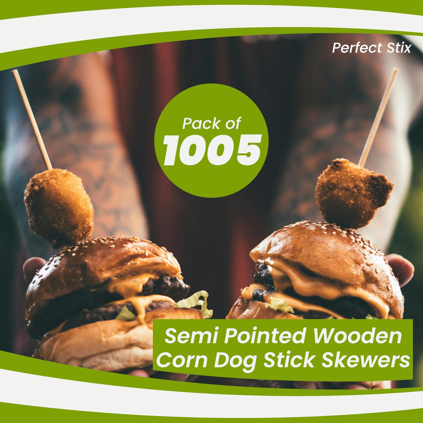 Perfect Stix Wooden Corn Dog Stick Skewers 8.5" x 3/16" Semi-Pointed (Pack of 1005) Semi-Pointed Tip