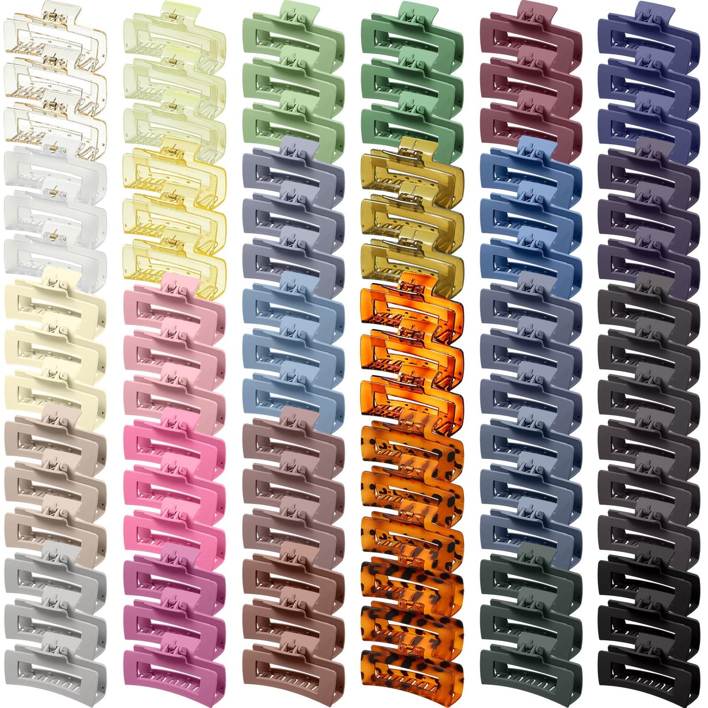XunYee 60 Pcs Hair Clips Bulk Hair Claw Clips for Women Girls 4.1 Inch Large Rectangle Non-slip Square Strong Hold Jaw