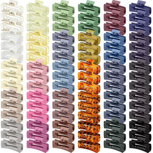 XunYee 60 Pcs Hair Clips Bulk Hair Claw Clips for Women Girls 4.1 Inch Large Rectangle Non-slip Square Strong Hold Jaw