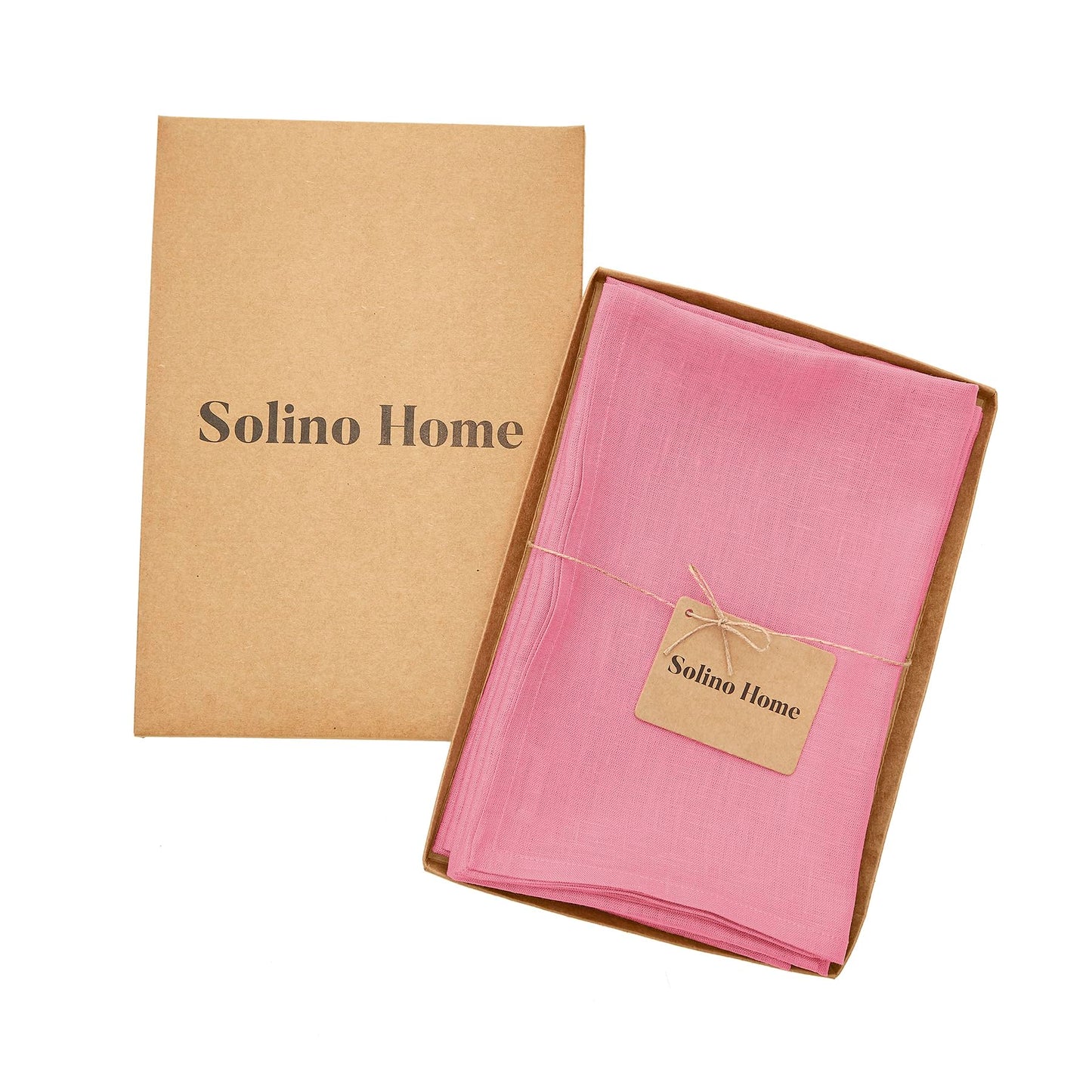 Solino Home Linen Napkins Set of 4-100% Pure Linen Pink Carnation Dinner Napkins Cloth 20 x 20 Inch for Valentines, Spring, Easter - Fete, Handcrafted and Machine Washable