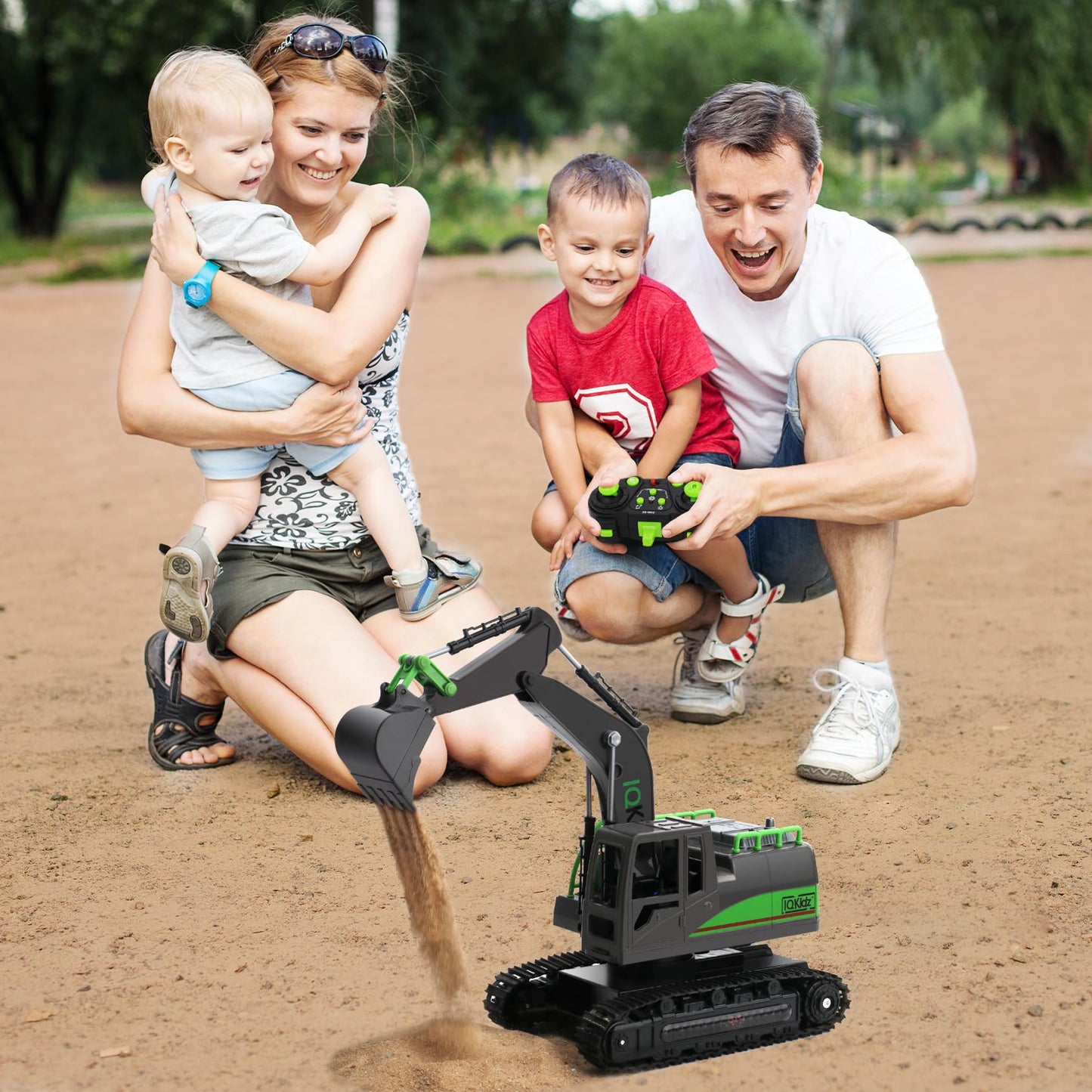 IQKidz Remote Control Excavator Toys for Boys 4-7 Yrs Old - Best Birthday for Kids 3 5 8 9 10+, Metal Shovel Construction Vehicles with Light Sound, 2.4G Rechargeable RC Tracked Digger