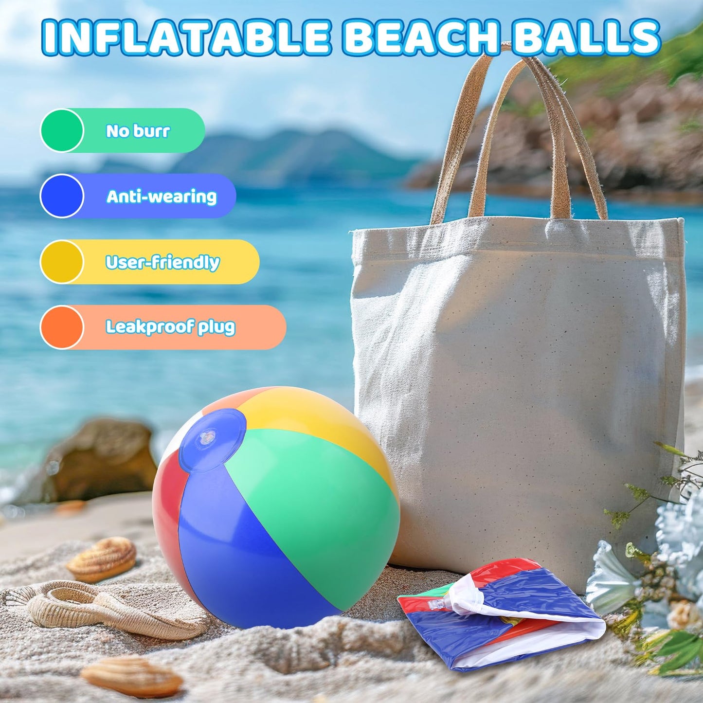 Coopay 72 Pack Inflatable Beach Balls Classic Rainbow Swimming Pool Ball Birthday Beach Party Decoration Summer Water Games Gifts 9 to 12 Inches from Inflated to Deflated