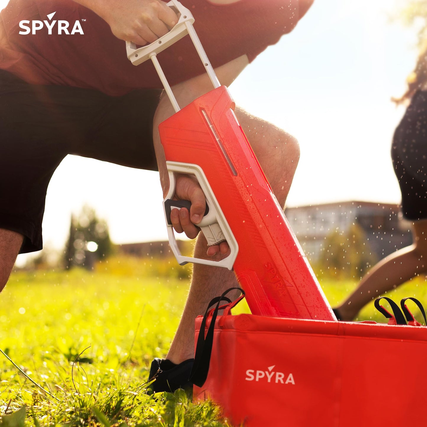 SPYRA Manual Water Blaster, Outdoor Squirt Gun, SpyraLX™, Red - Water Blast Guns for Pool Party Games, Beach, Backyard, Patio, and Garden