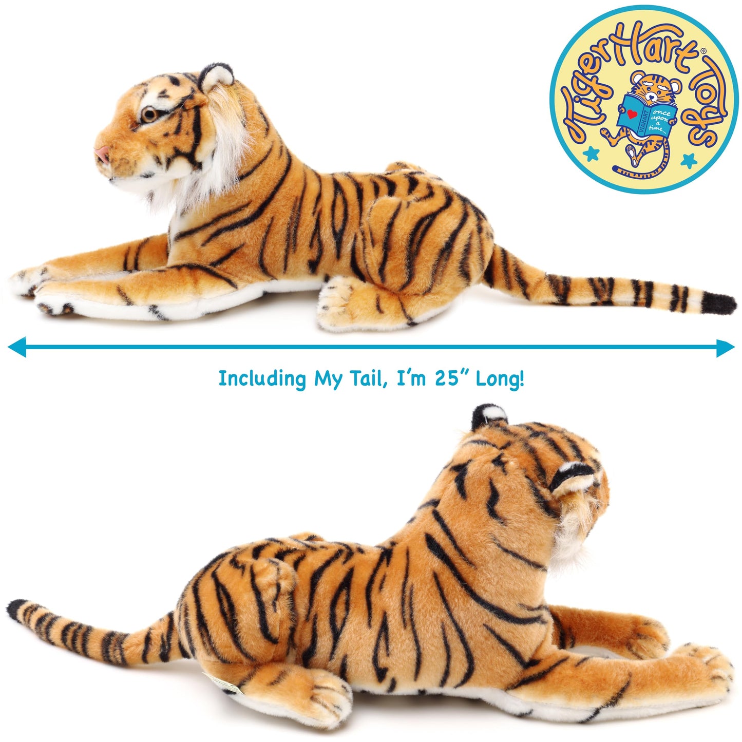 Arrow The Tiger - 17 Inch (Tail Measurement Not Included) Stuffed Animal Plush Cat - by TigerHart Toys