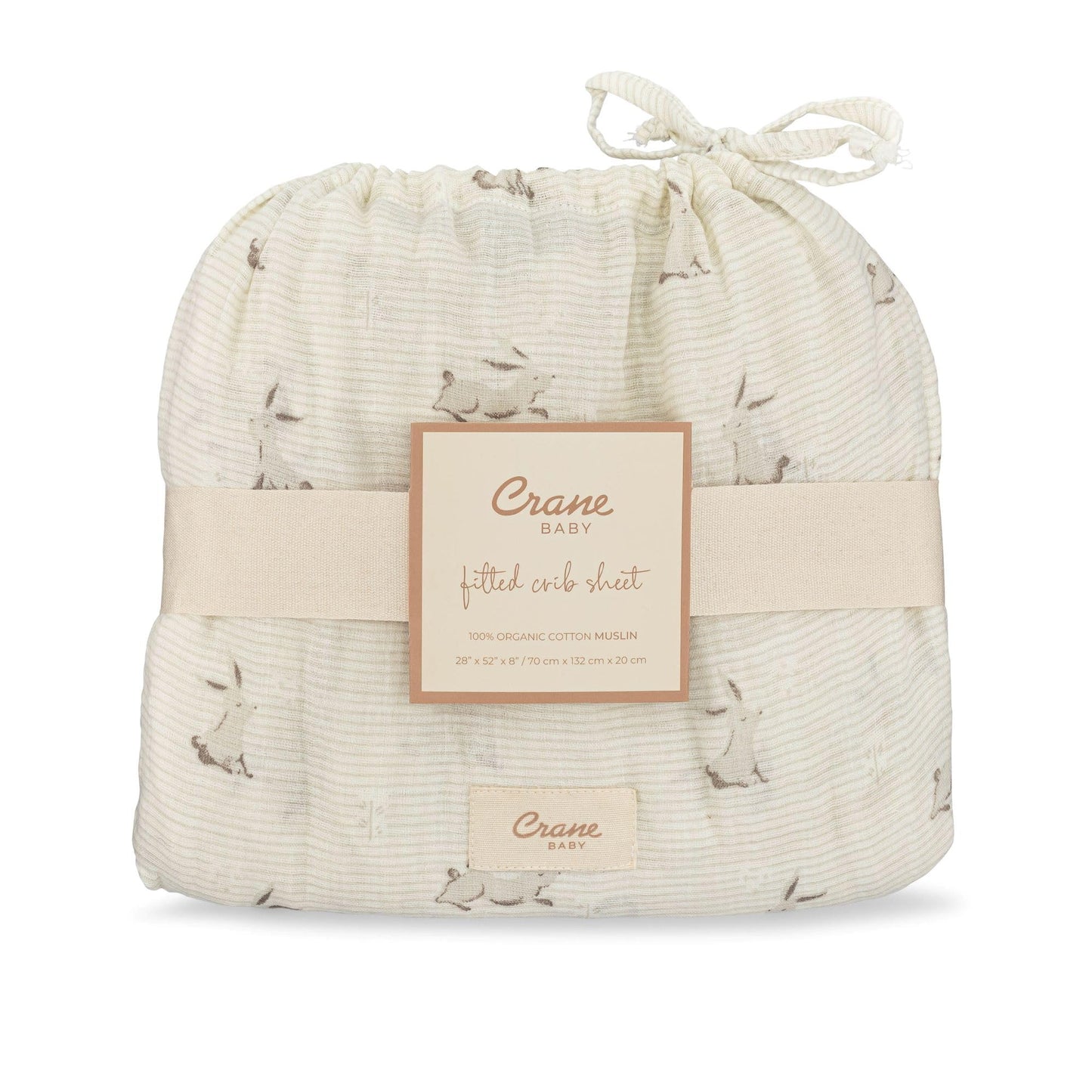 Crane Baby 100% Organic Cotton Gender Neutral Animal Nursery Bedding, Fitted Sheet, Soft Breathable GOTS Certified Cotton, Bunny Crib Sheet