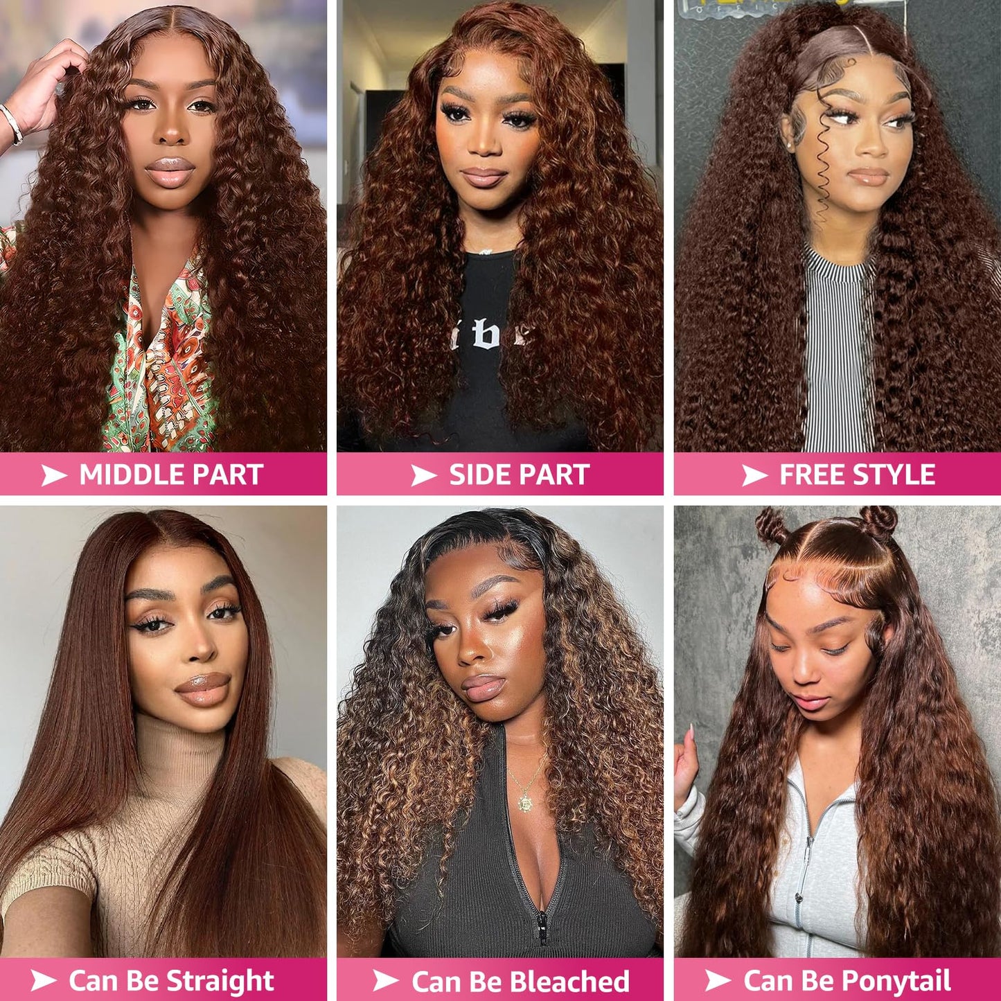 MXTQO 30 Inch Chocolate Brown Deep Wave Lace Front Wigs Human Hair 200 Density 13x6 HD Lace Frontal Wigs Curly Human Hair Brown Glueless Wig For Women Pre Plucked with Natural Hairline