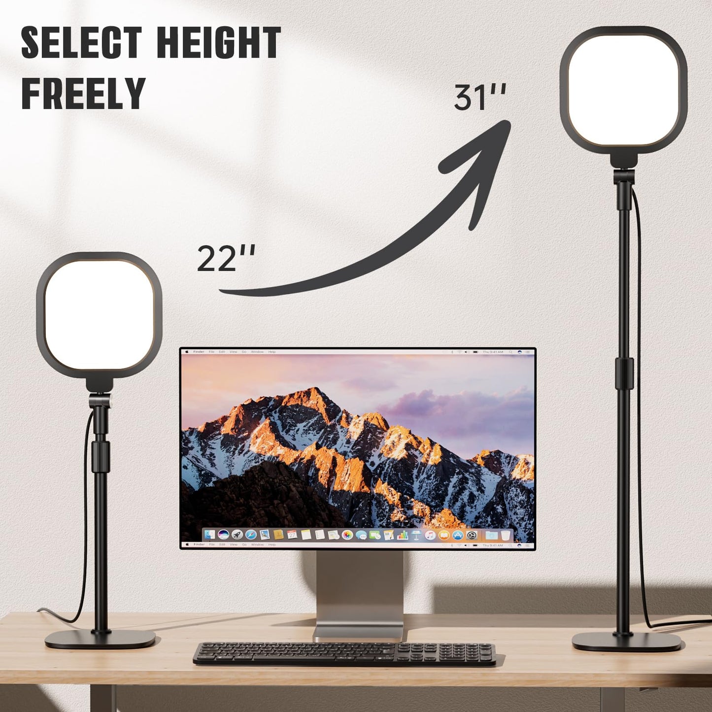 2 Packs Video Conference Lighting Kits, Dimmable Desk Ring Light with Stand and Phone Holder, Computer Laptop Light for Zoom Meeting, Video Calls, Live Streaming, Podcasting, Video Recoring