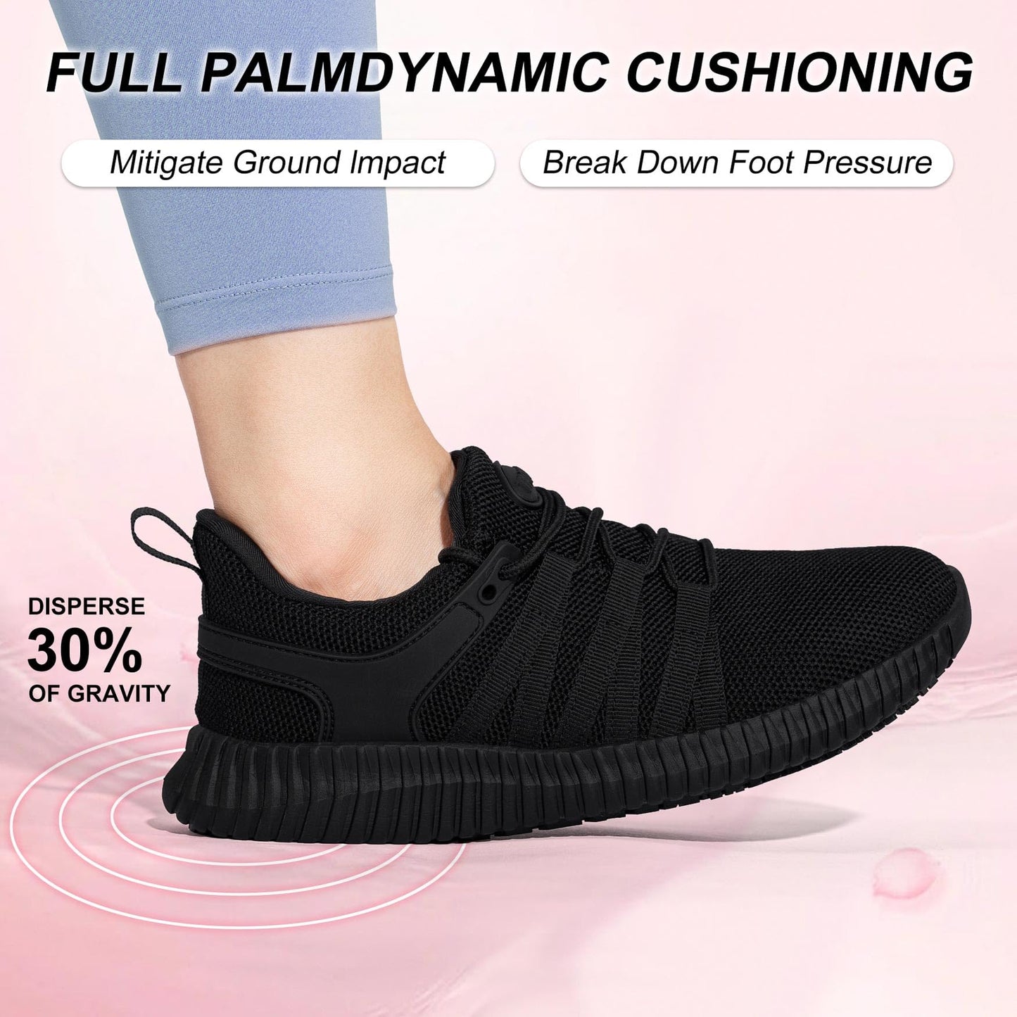 Taquco Slip On Sneakers Women Non Slip Work Shoes Water Resistant Comfortable Black Slip Resistant Breathable Lightweight Walking Shoes Zapatos Antideslizantes para Mujer (Black,5.5)