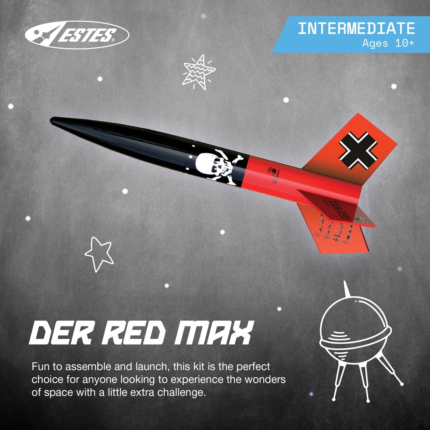 Estes 0651 Der Red Max Flying Model Rocket Kit
