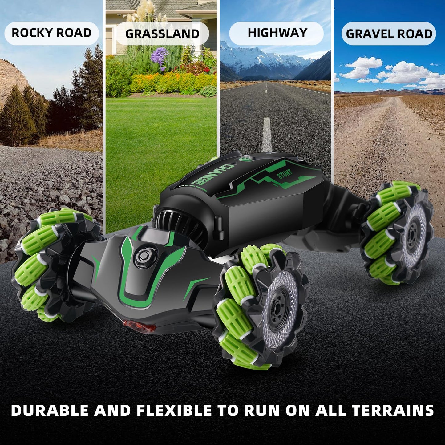 Kyanio Gesture Sensing RC Stunt Car with Light & Music & Spray - Remote Control Cars for Boys 8-12 Toys, Best Birthday Gift for Kids 6 7 8 9 10 11 12+ Years Old, Cool Hand Controlled Drift Fast RC Car