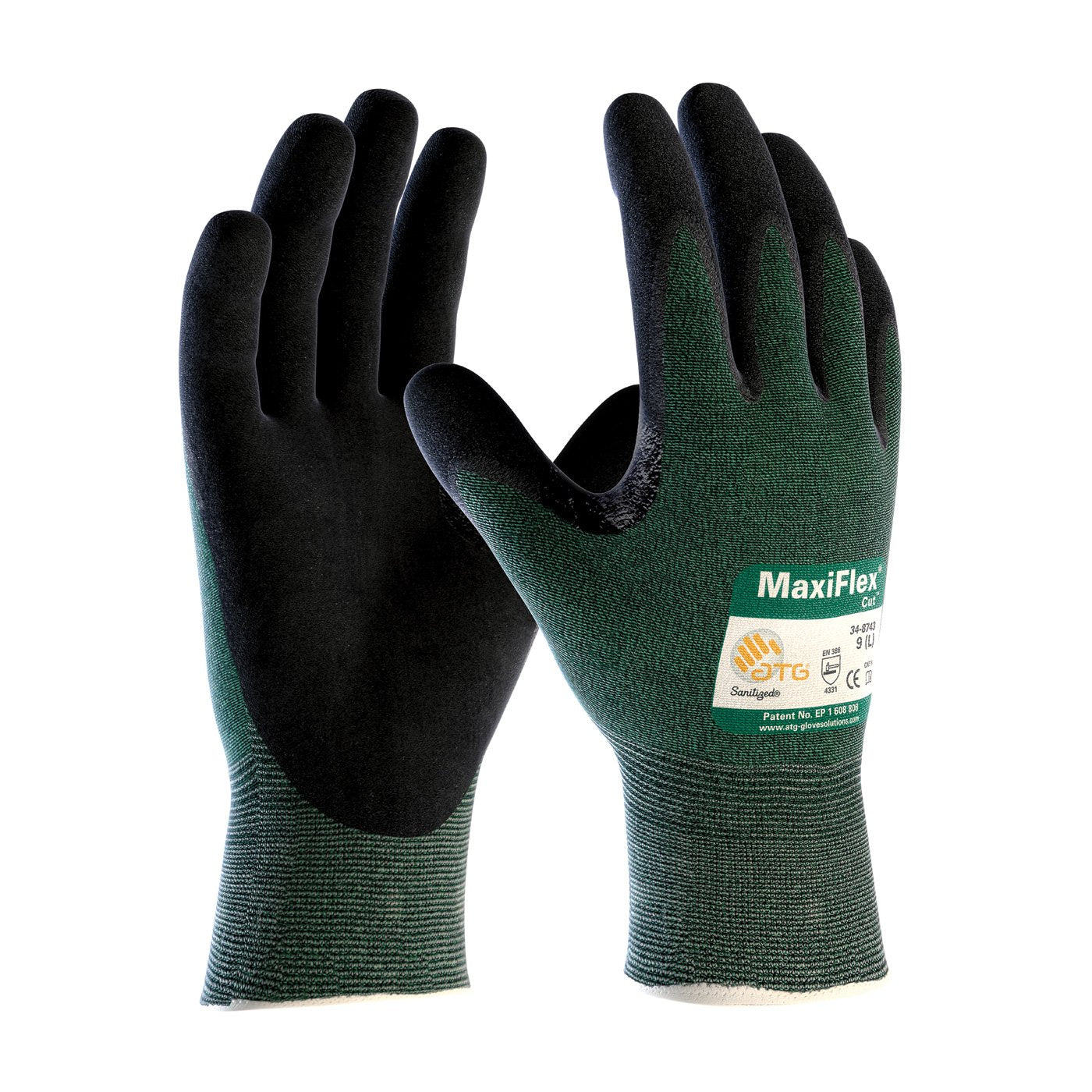 MaxiFlex 34-8743 Gloves Cut Resistant Nitrile Coated Work Green Nitrile Gloves