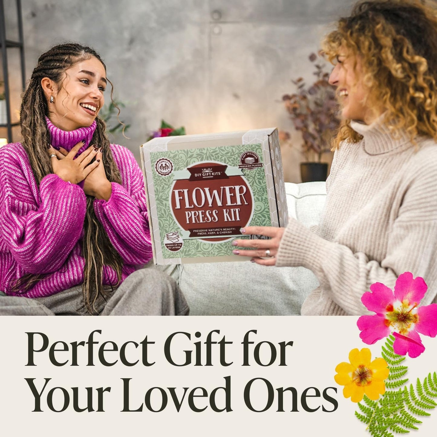 DIY Gift Kits Dried Flower Press Kit - Easy Dried Flower Crafting & Preservation - Adult Beginner Gift Set - 10x10 Inch Wooden Panels, Set of 2