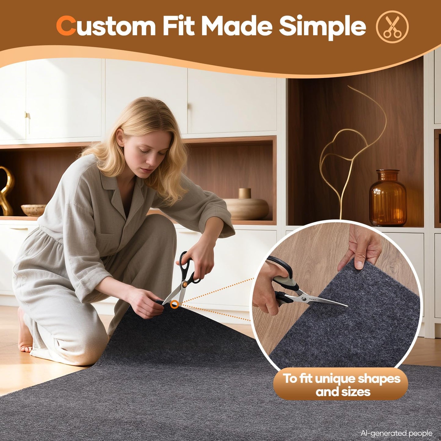 Veken Non Slip Cushioned Rug Pad Gripper 5 x 7 Ft, Felt and Silicone Backing, 1/4 inch Thick Carpet Liner for Hardwood Floors and Finishes, Under Area Rugs Anti Skid Mat, Keep Rugs Safe and in Place