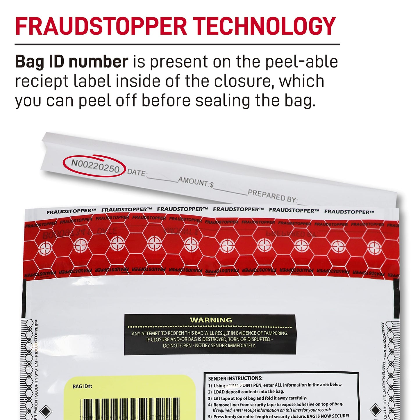 Nadex Tamper Evident Cash and Coin Bank Deposit Bags for Fraud Prevention, 12 x 16, Opaque, 100 Pack