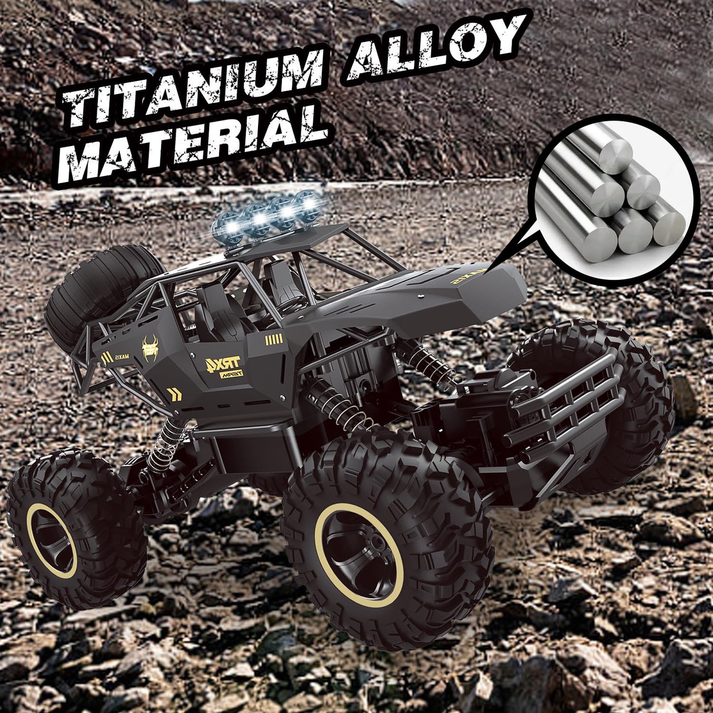 Jiakora RC Cars Remote Control Car 1:12 Off Road Truck, Metal Shell LED Headlights Offroad Monster RC Truck, 4x4 All Terrain Hobby RC Cars Toys for Boys Kids Adults Gifts 8-12