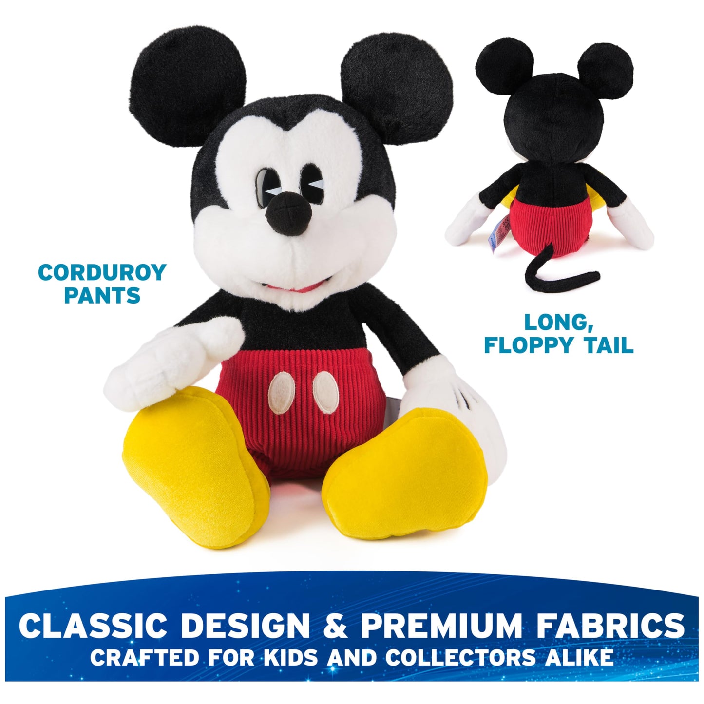 GUND Disney Official Mickey Mouse Classic Plush, Mickey and Friends, Deluxe Collector Stuffed Animal for Ages 1 and Up, Black/White, 14”