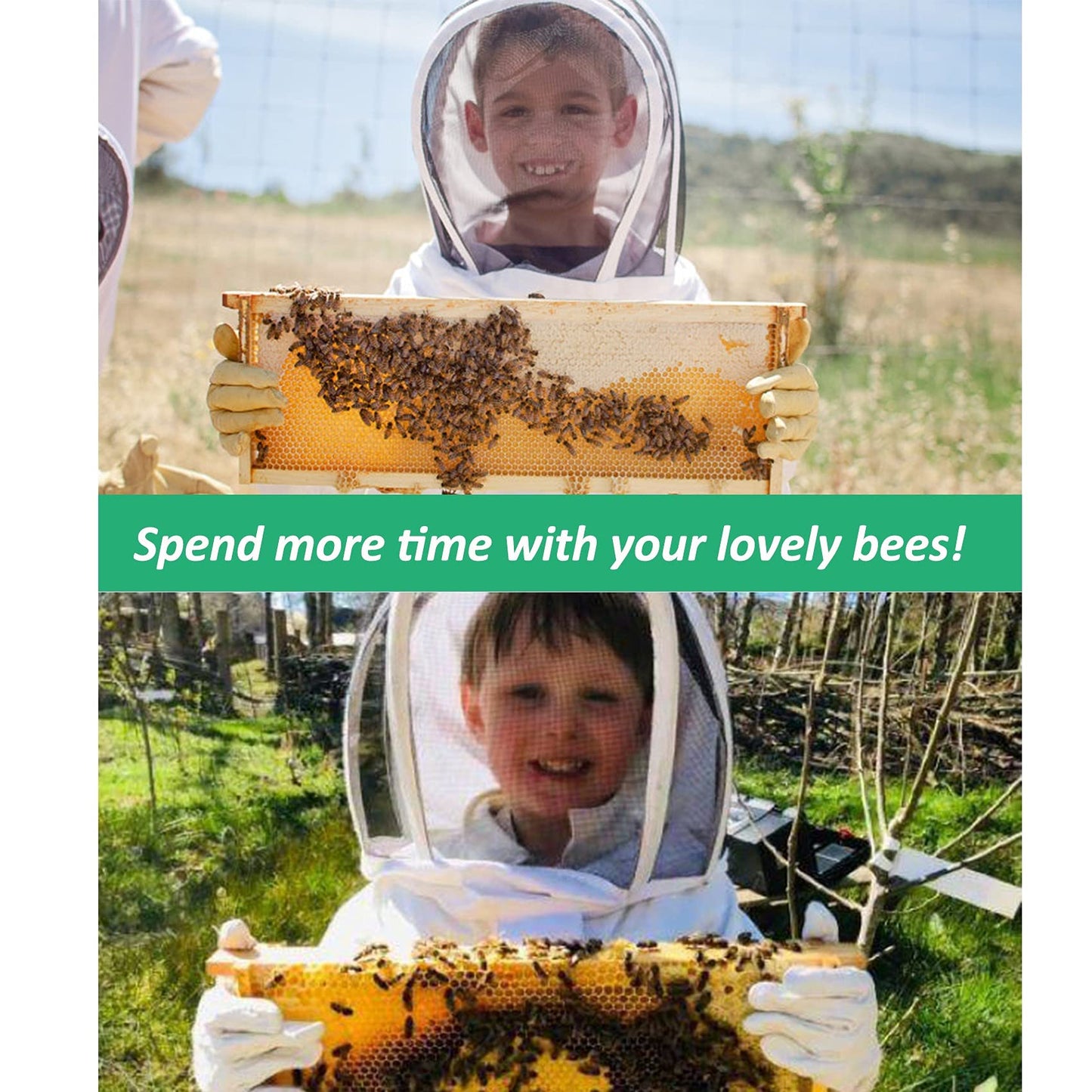 Professional Bee Suit for Kid and Girl, Kid Beekeeping Suit Beekeeper Suit with Glove &Ventilated Hood, Multi-Size Bee Outfit for Backyard and Bee Keeper for Bee Keeper Catcher Christmas Costume